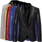 Men's Solid Color Sequin Show Suit Jacket