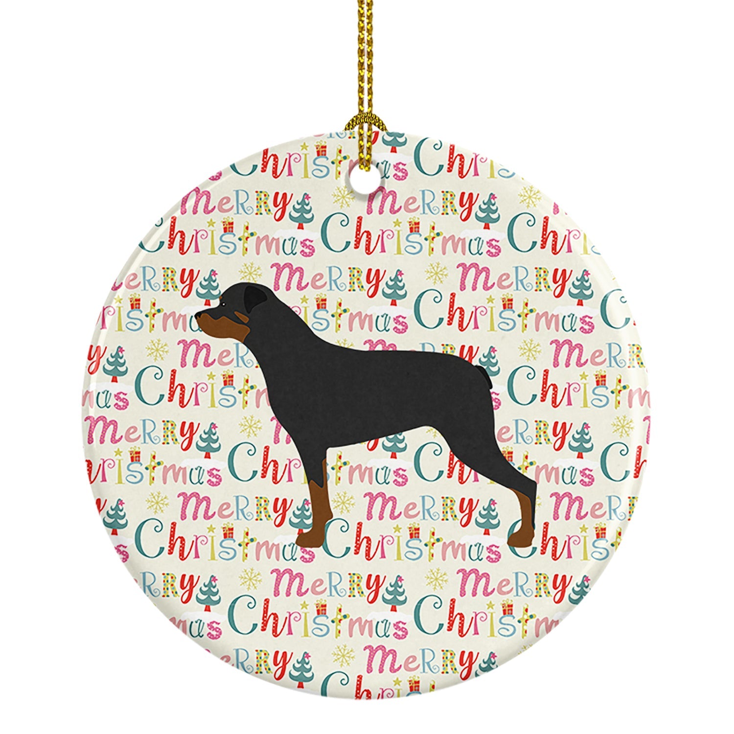 Rottweiler Merry Christmas Ceramic Ornament