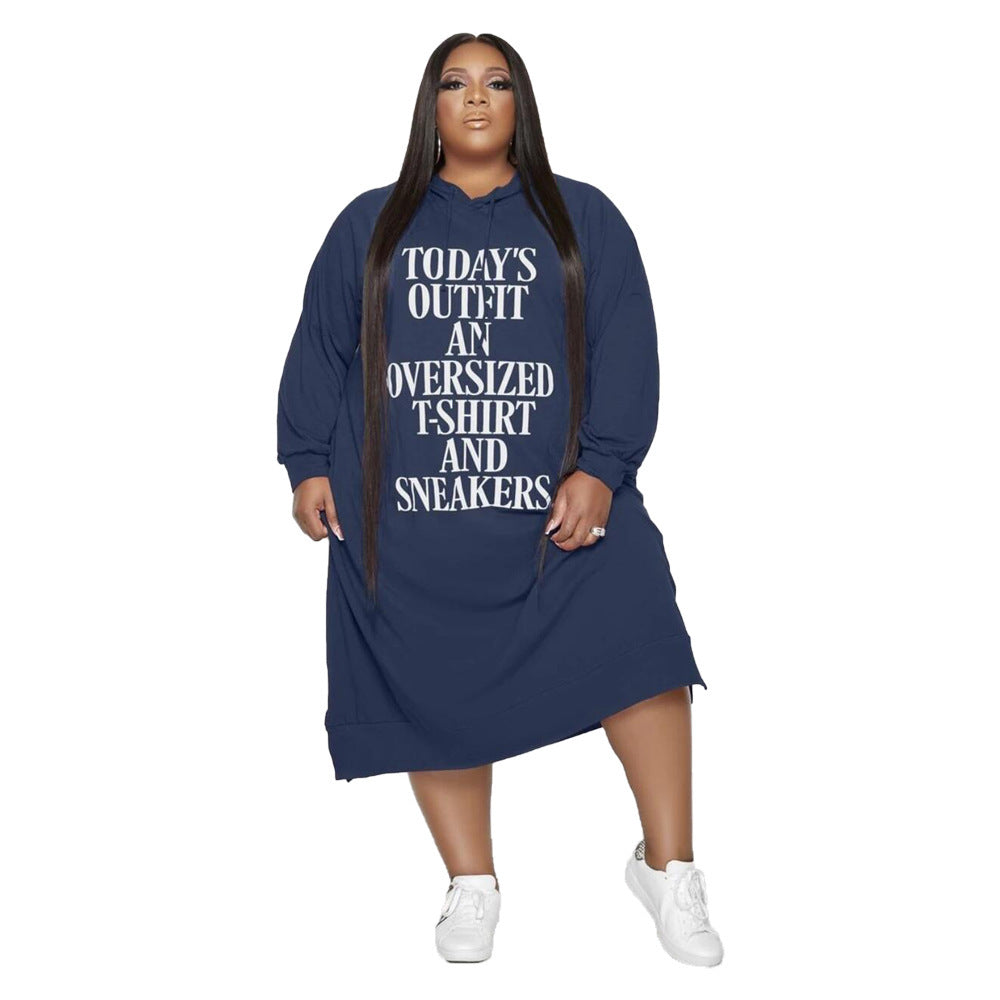 Printed Mid-Length Hoodie Dress for Women | Streetwear