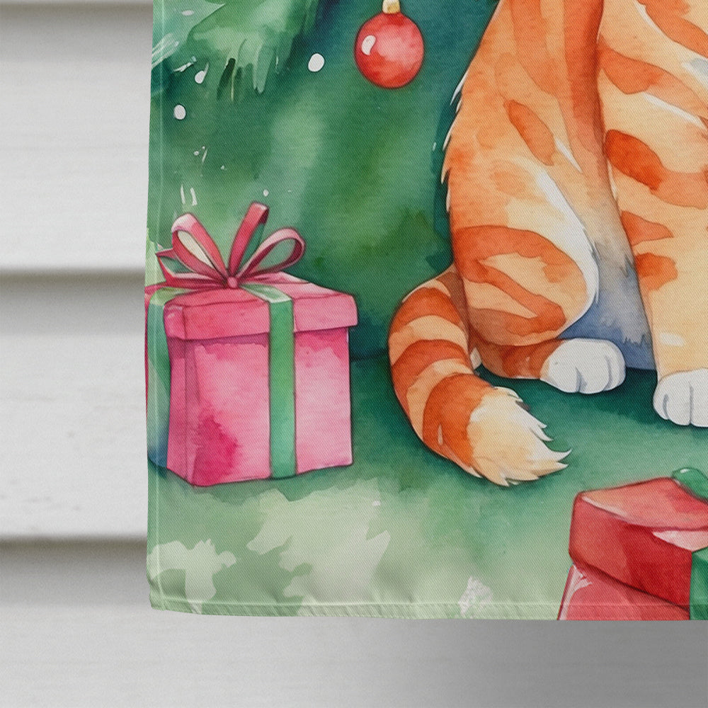 Cheetoh Cat By the Christmas Tree House Flag