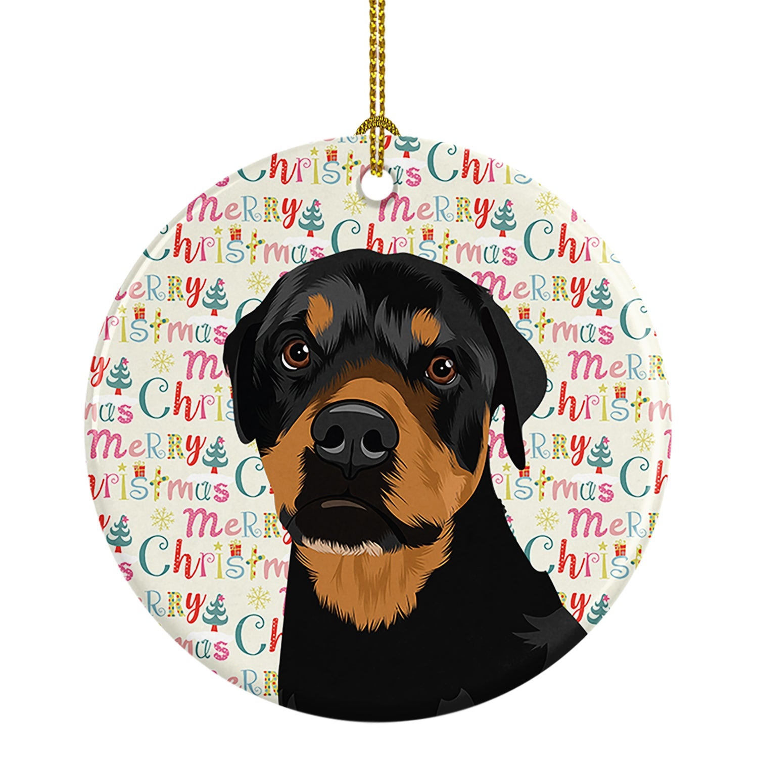 Rottweiler Black and Rust Christmas Ceramic Ornament