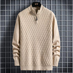 Men's Half Zip Diamond Lattice Sweater for Fall/Winter