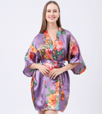 Summer Women's Nightgown with Hand-painted Peony Robe