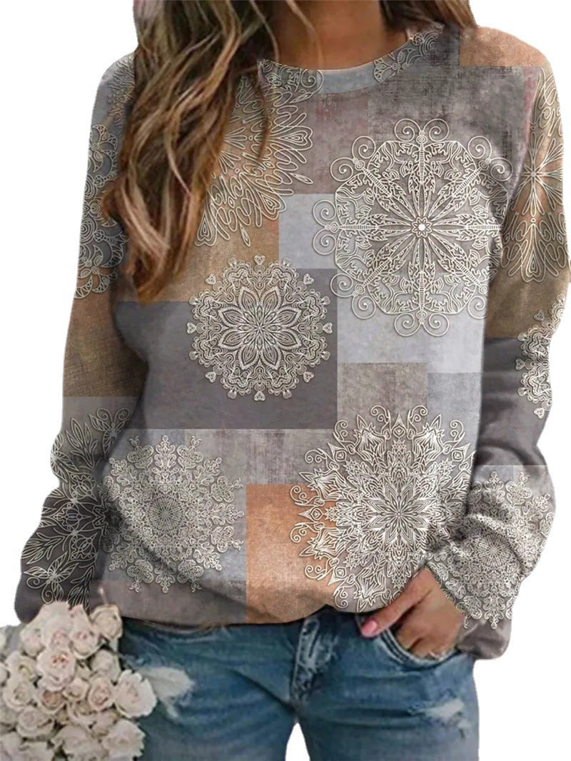 Women's Colorblock Long Sleeve Round Neck Sweatshirt | Streetwear