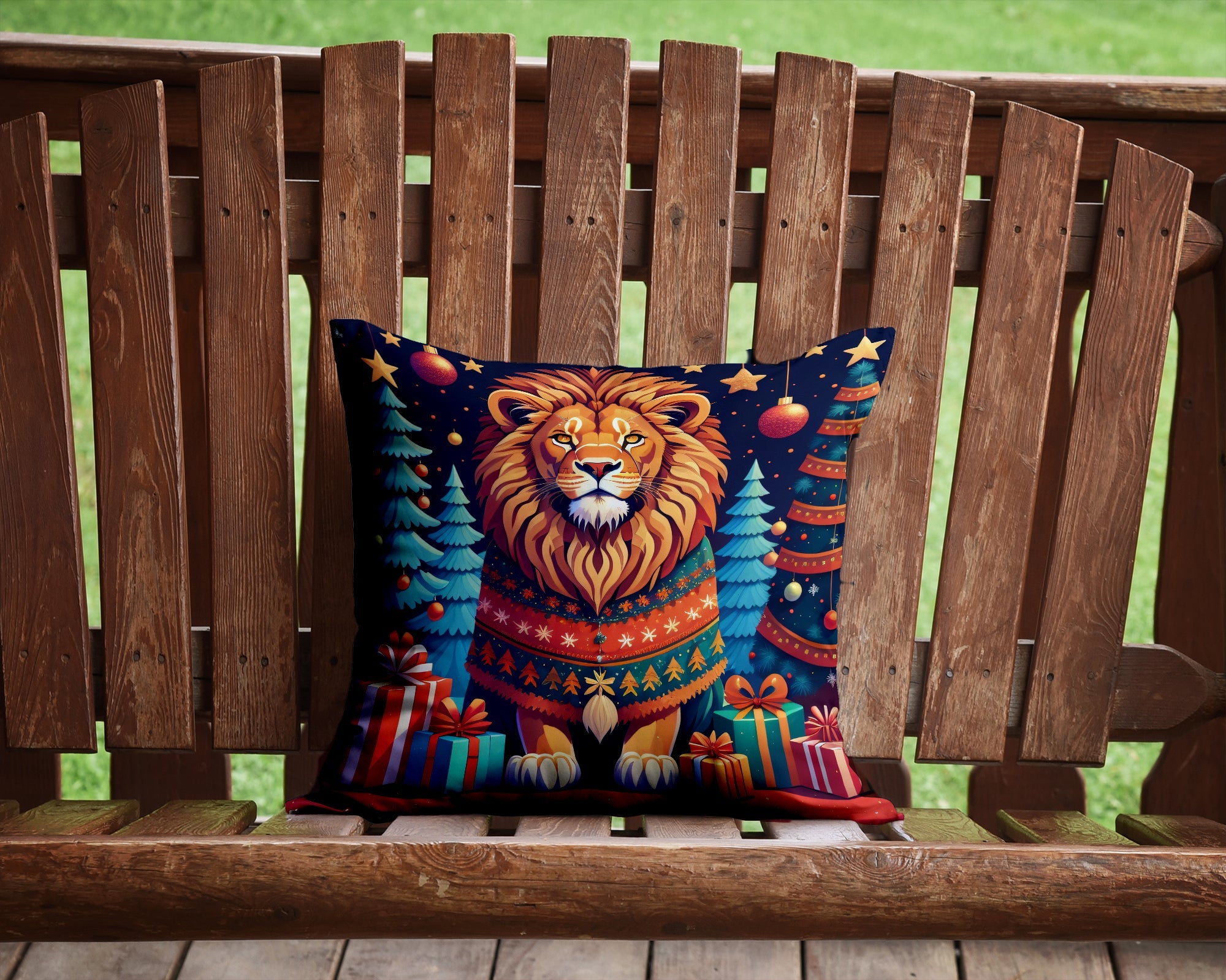 Lion Christmas Throw Pillow