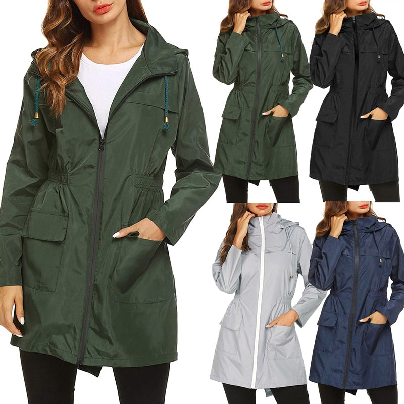 Women's Waterproof Hooded Windbreaker Mountaineering Jacket