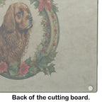 Sussex Spaniel Christmas Flowers Glass Cutting Board