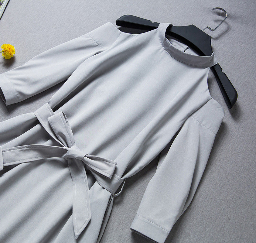 2020 Spring Summer Korean Style Sweet Hollow Shoulder Dress