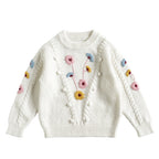 Hand Embroidered Flower Baby Cotton Pullover Sweater