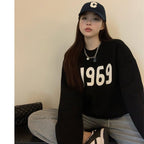 Women's Printed Loose Round Neck Pullover Sweater | Streetwear