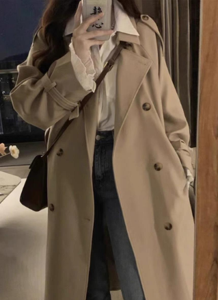 French Vintage Double Breasted Lace-Up Coat