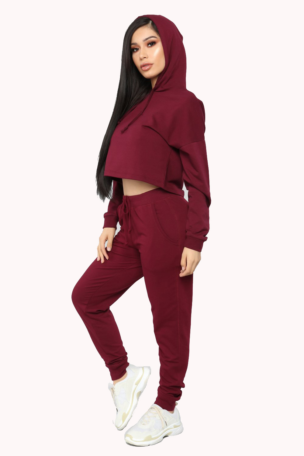 Cropped Drawstring Hoodie Set | Streetwear