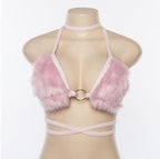 Harajuku Style Cute Plush Crop Top with Backless Design