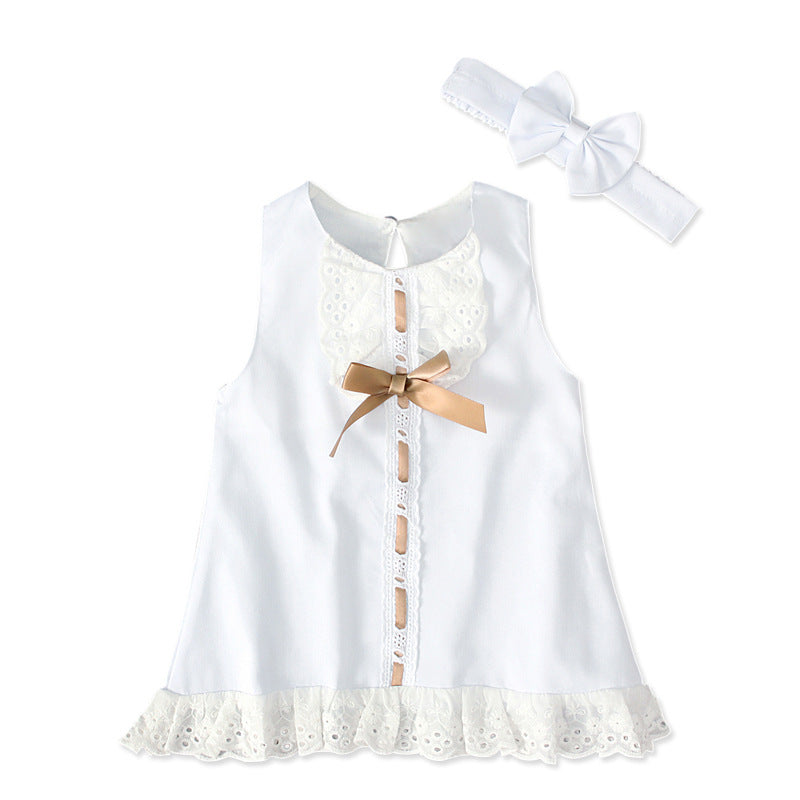Summer Style Girls' Sleeveless Bow Dress Set