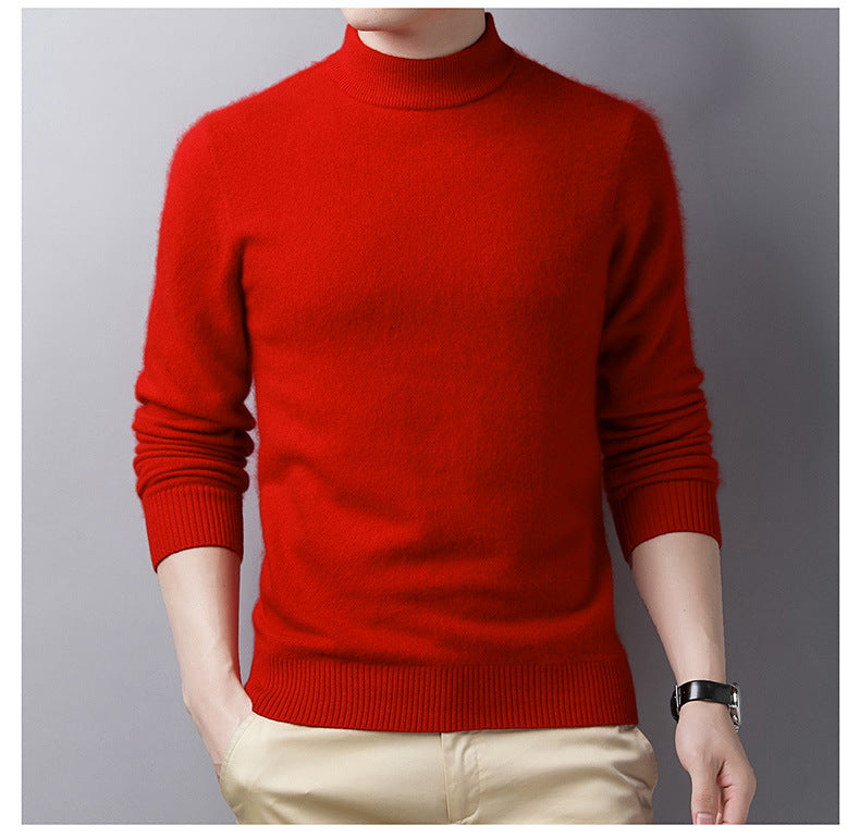 Casual Men's Half High Collar Wool Sweater in Pure Color