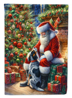 Bluetick Hound and Santa Claus House Flag