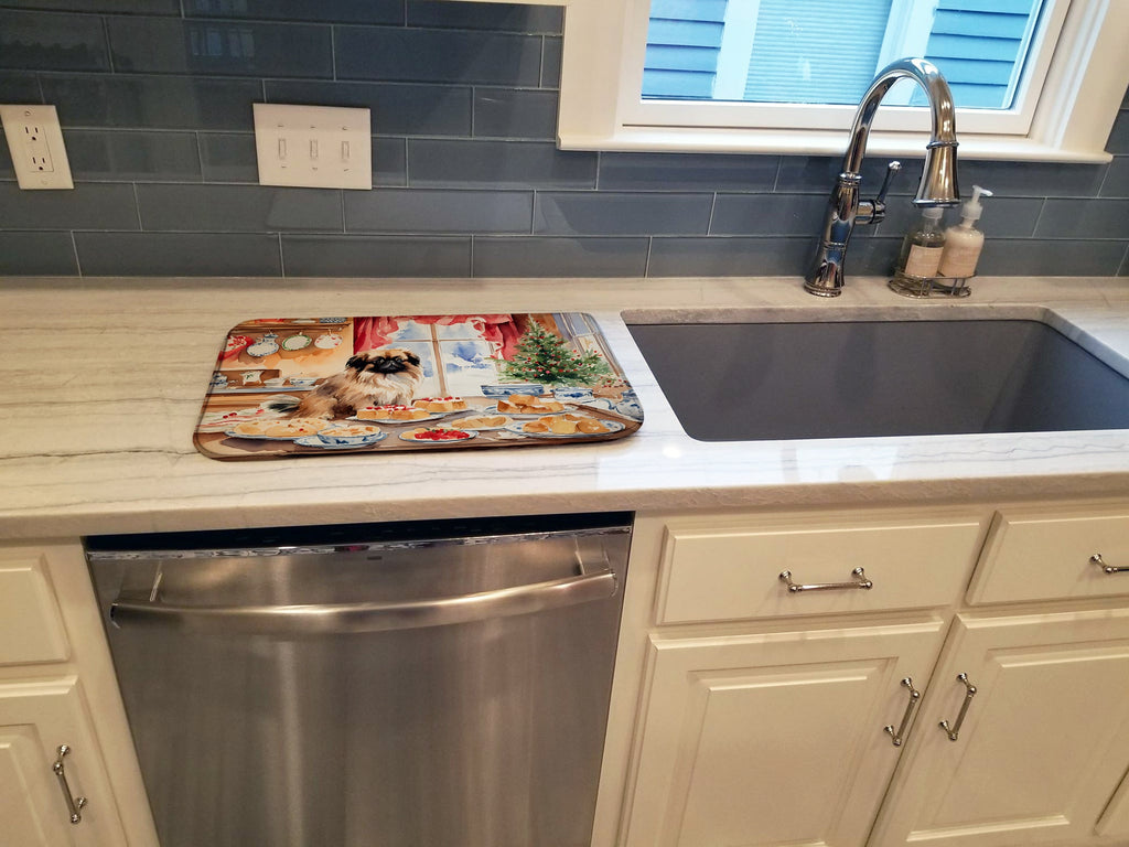 Pekingese Christmas Cookies Dish Drying Mat