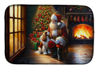 Cavalier Spaniel and Santa Claus Dish Drying Mat