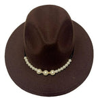 Fashion pearl Top hat wool Jazz Cap | Embroidered Cap