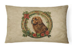 Sussex Spaniel Christmas Flowers Throw Pillow
