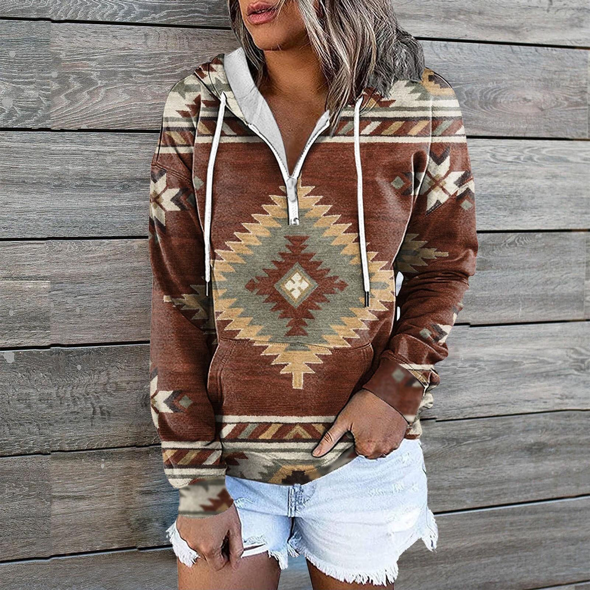 Casual Hoodie with Zip Pocket for Women | Streetwear