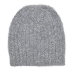 Gray Loop Knit Alpaca Beanie | Embroidered Cap