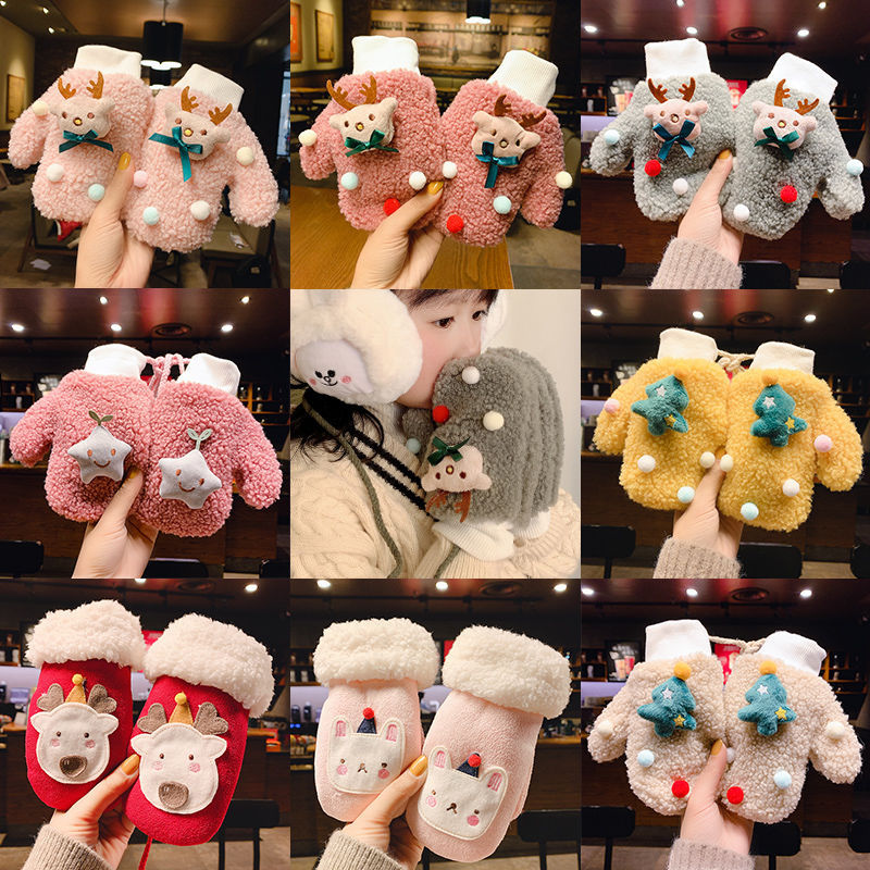 Cute Warm Velvet Cold-Proof Gloves with Rope
