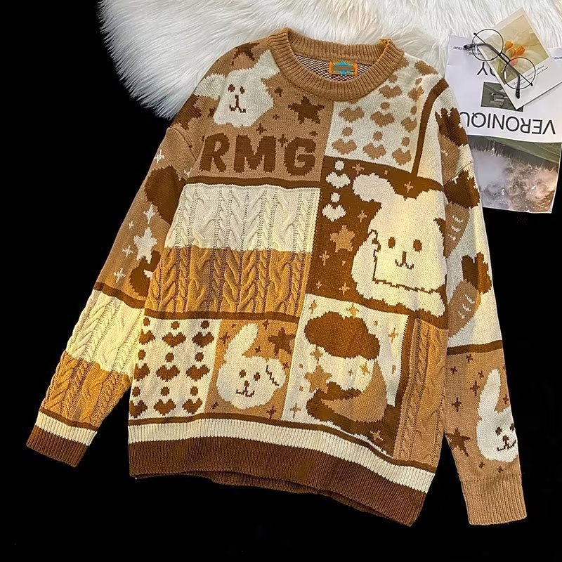 Men's Retro Loose Fit Round Neck Sweater