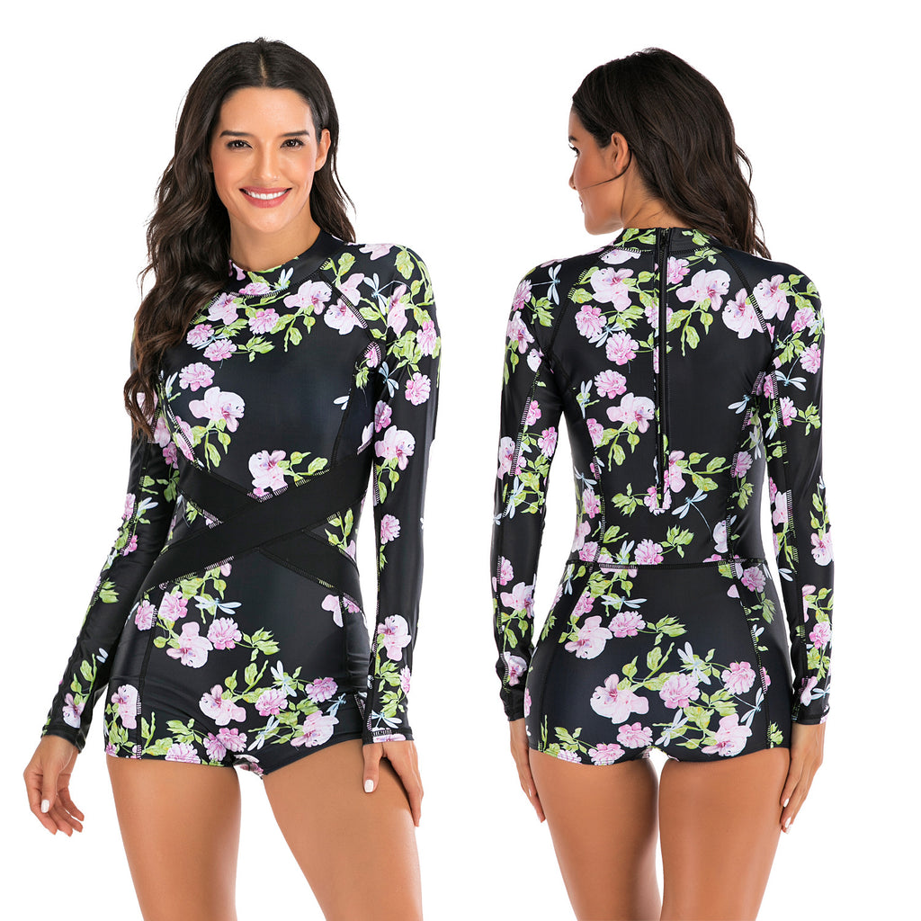 One-Piece Long Sleeve Swimsuit for Diving and Surfing