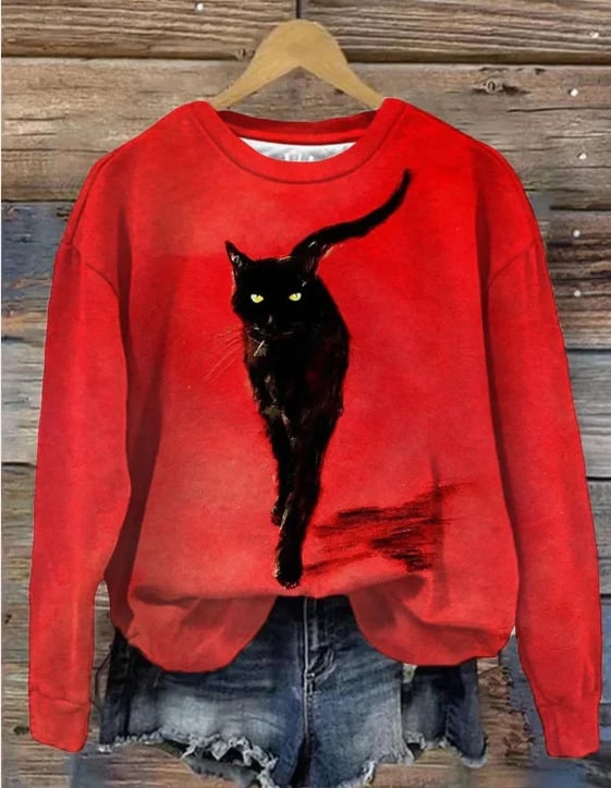Women's Printed Loose Round Neck Sweater
