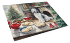 Old English Sheepdog Christmas Cookies Glass Cutting Board