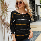 Striped Knitted Sweater for Women - Loose Fit Style