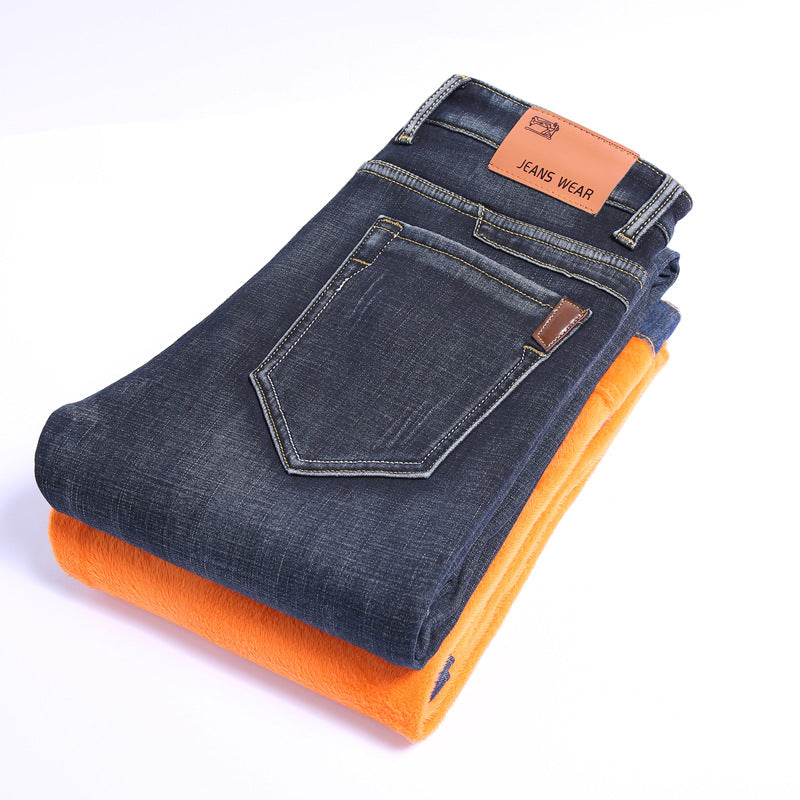 Men's Slim Fit Stretch Fleece Straight Jeans