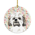 Shih-Tzu Silver Gold and White #1 Christmas Ceramic Ornament