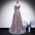 Purple Tube Top Evening Dress with Trailing Detail