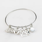 I Love My Dog Charm Bangle Bracelet with Paw Print