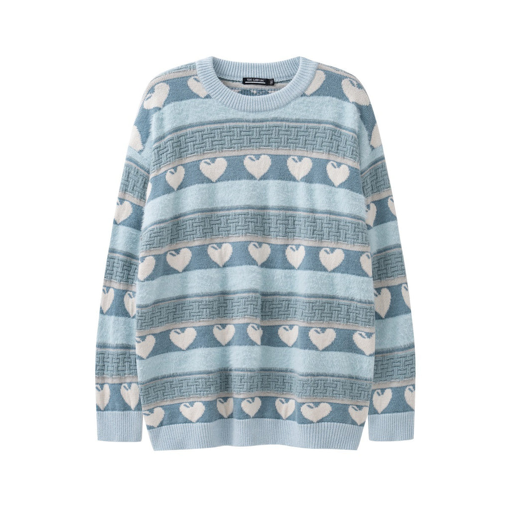 American Retro Color-Contrast Knitted Sweater