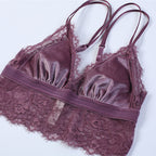 Lace Bralette Set with Velvet and No Underwire Design