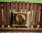 Otterhound Christmas Flowers Throw Pillow