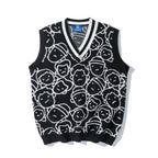 Men's Knit Sleeveless Sweater with Couple Print