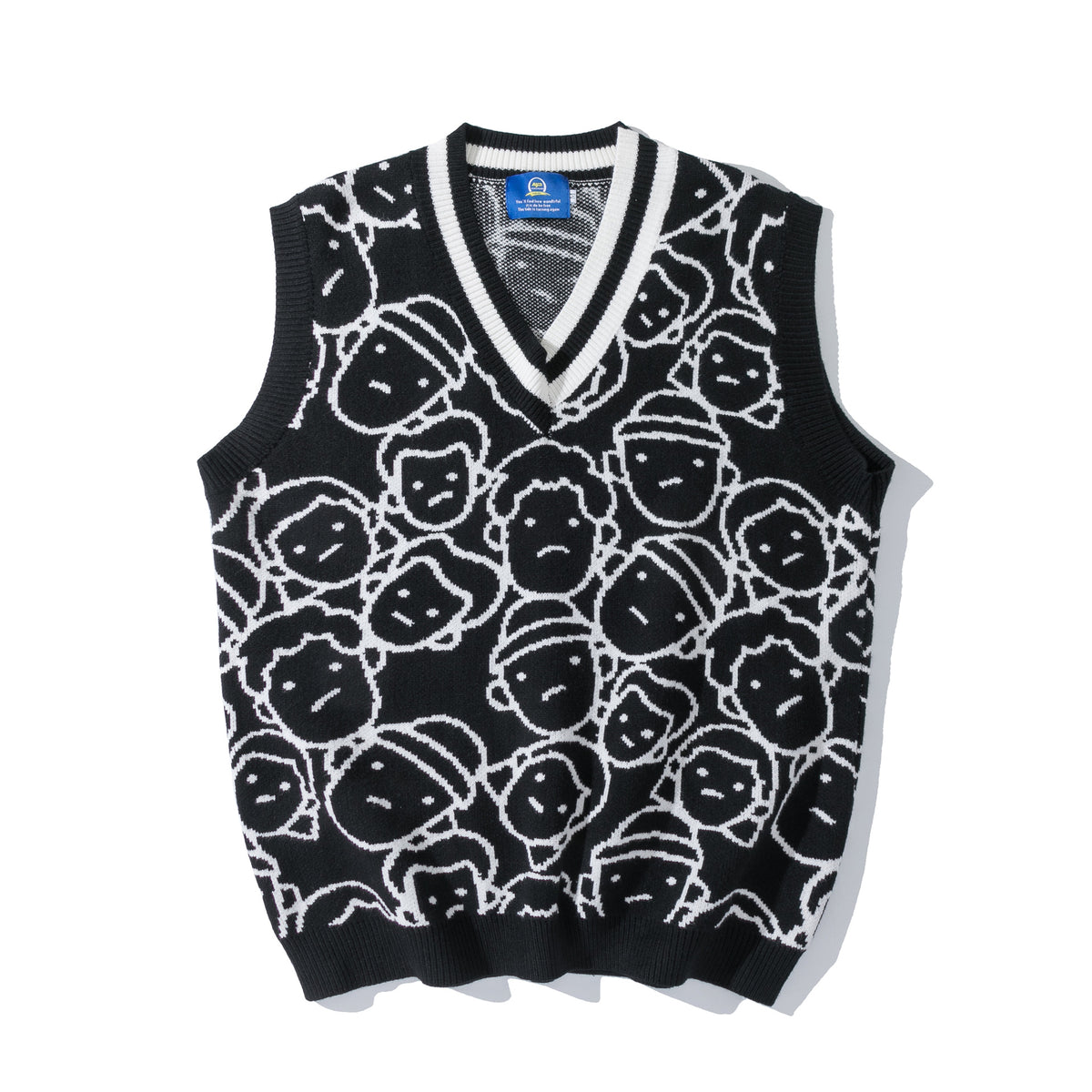 Men's Knit Sleeveless Sweater with Couple Print