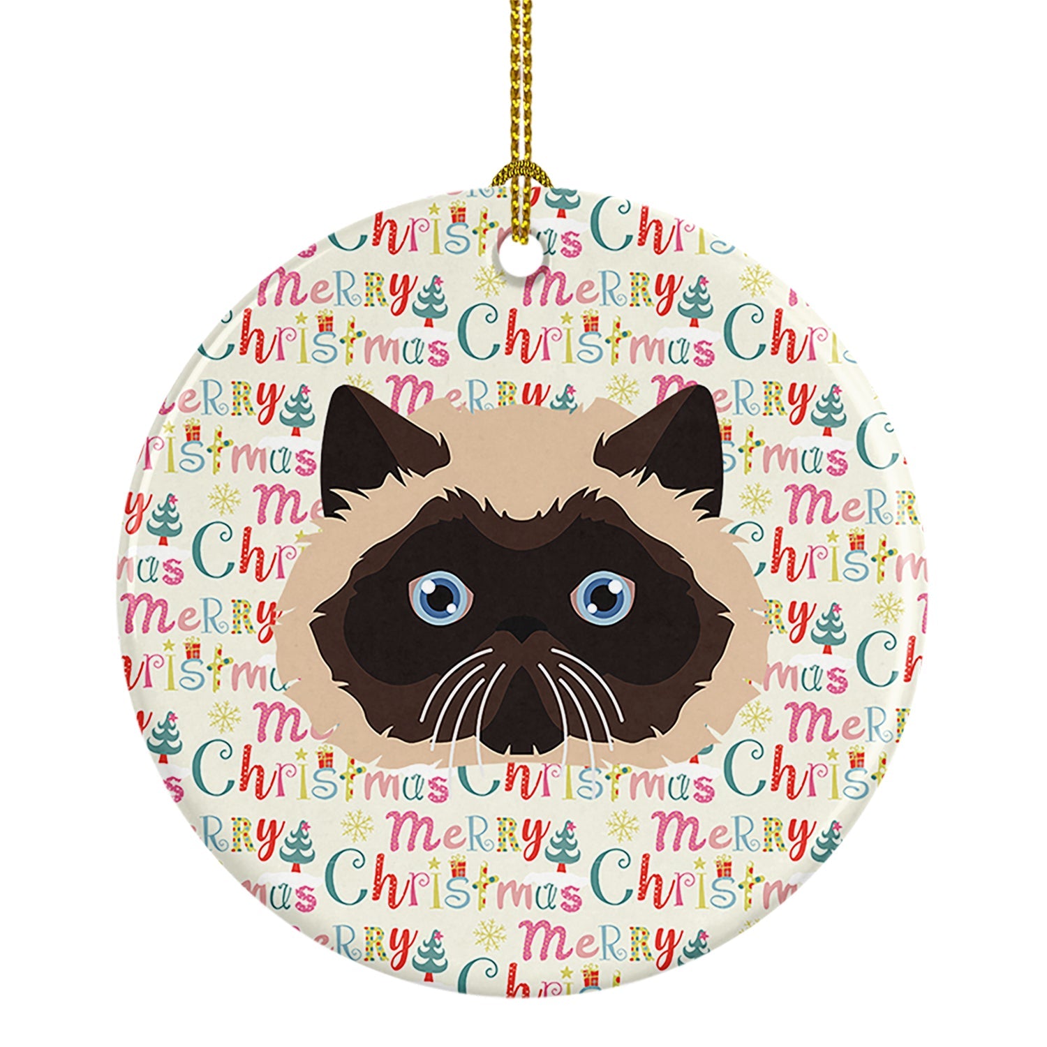Colorpoint Persian Hymalayan Cat Christmas Ceramic Ornament