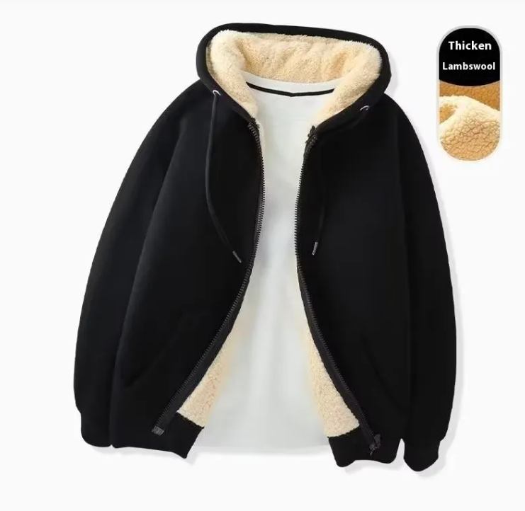 Lamb Wool Zipper Hoodie | Streetwear