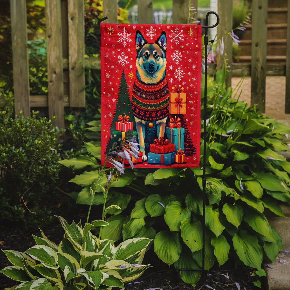 Norwegian Elkhound Holiday Christmas Garden Flag