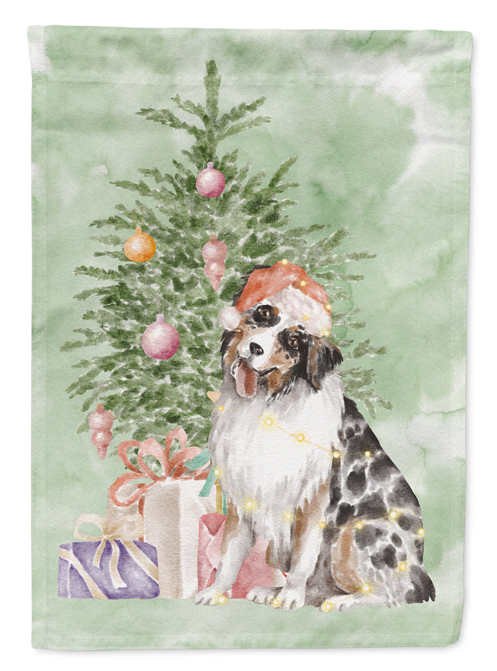 Australian Shepherd #2 Christmas Presents and Tree Garden Flag
