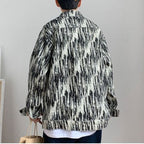 Men's Tie Dye Denim Jacket - Loose Lapel Long Sleeve Top