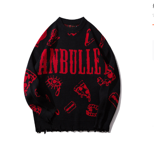 Men's Hip Hop Graffiti Jacquard Sweater