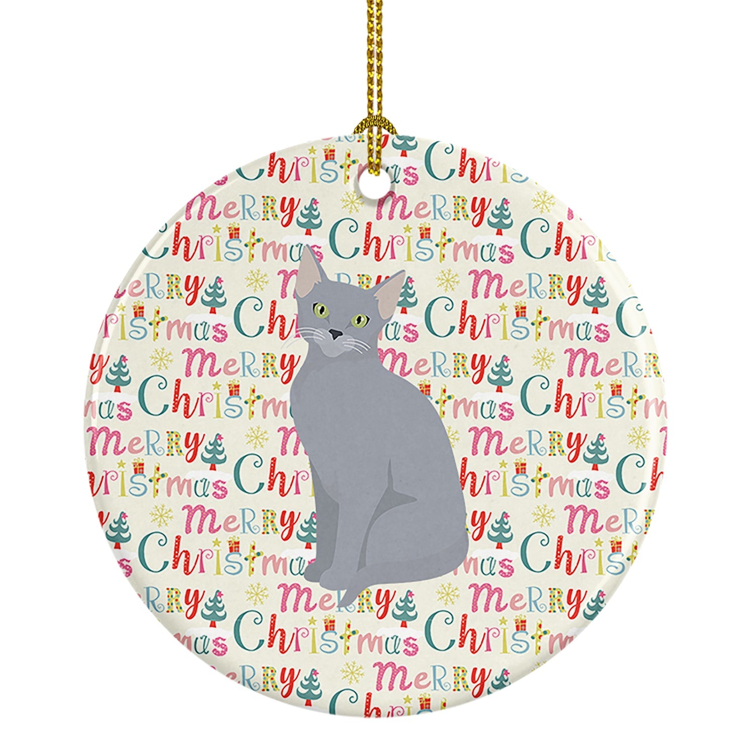 Russian Blue Cat Christmas Ceramic Ornament