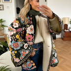 Lace Flare Sleeve Cotton Coat - Printed Design