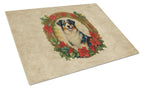 Australian Shepherd Christmas Flowers Glass Cutting Board